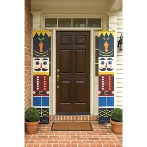 Nutcracker Porch Banners Set of 2 Christmas Holiday Outdoor Decor 12x70 inches